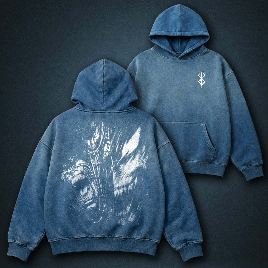 Berserk Guts Blue Faded Hoodie