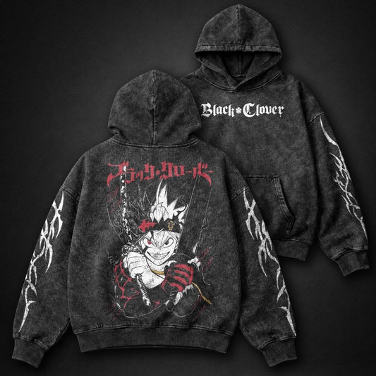Black Clover Streetwear Washed Hoodie