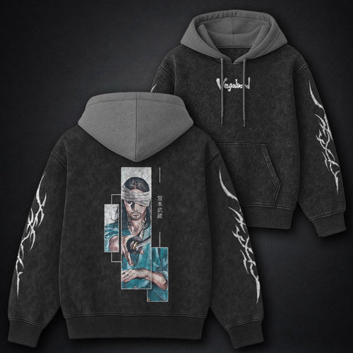 Vagabond Heavyweight Black and Grey Washed Hoodie