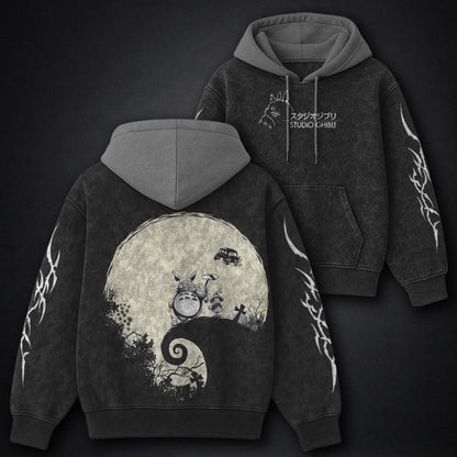 Ghibli Classic Black and Grey Washed Hoodie