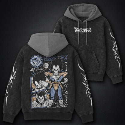 Dragon Ball Signature Black and Grey Washed Hoodie