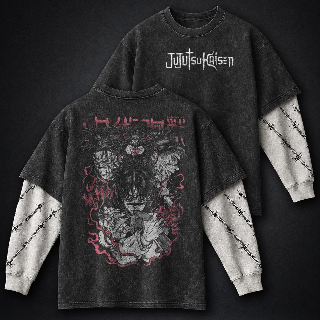 Jujutsu Kaisen Minimal Washed Double Sleeves T-Shirt