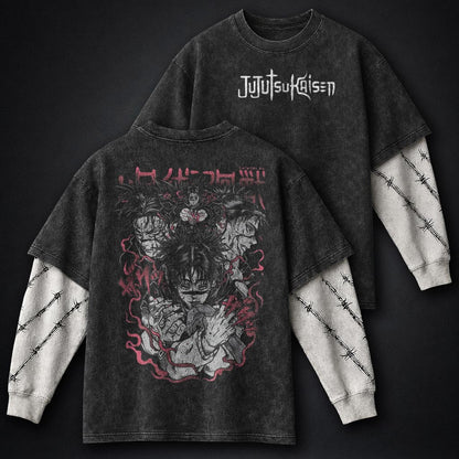 Jujutsu Kaisen Minimal Washed Double Sleeves T-Shirt