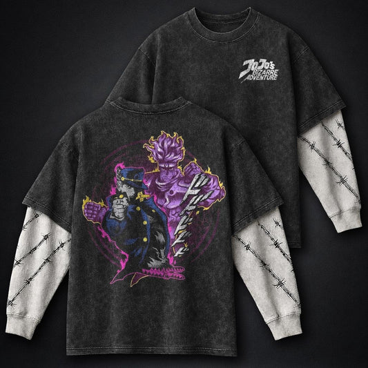JoJo Graphic Washed Double Sleeves T-Shirt