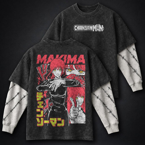 Chainsaw Man Essential Washed Double Sleeves T-Shirt