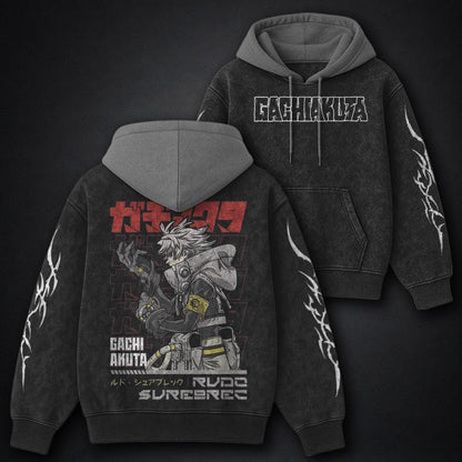 Gachiakuta Heavyweight Black and Grey Washed Hoodie