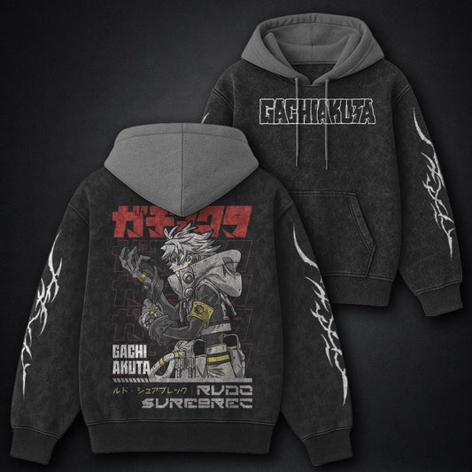 Gachiakuta Heavyweight Black and Grey Washed Hoodie