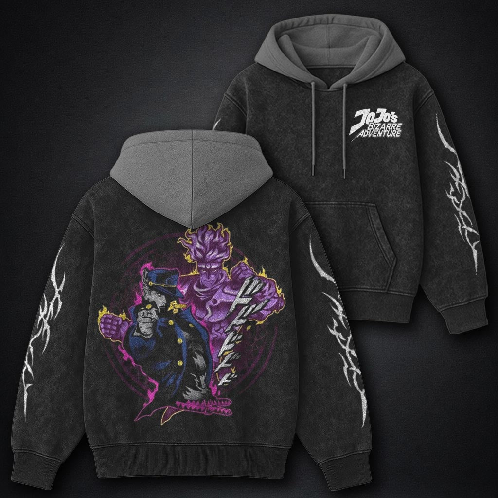 JoJo Urban Black and Grey Washed Hoodie
