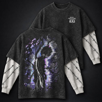 Mob Psycho 100 Signature Washed Double Sleeves T-Shirt