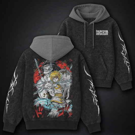 Hunter x Hunter Bold Black and Grey Washed Hoodie