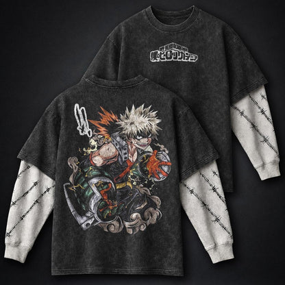 My Hero Academia Relaxed Washed Double Sleeves T-Shirt