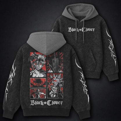 Black Clover Essential Black and Grey Washed Hoodie