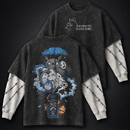 Ghibli Bold Washed Double Sleeves T-Shirt