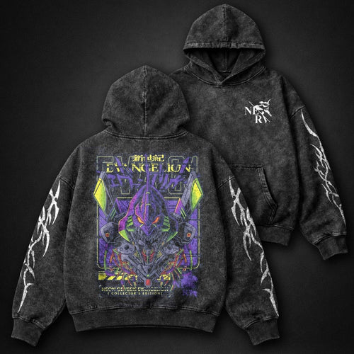 Neon Genesis Evangelion Streetwear Washed Hoodie