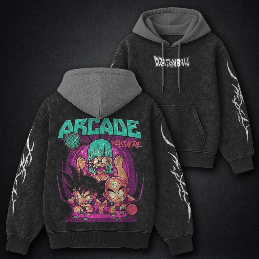Dragon Ball Heavyweight Black and Grey Washed Hoodie