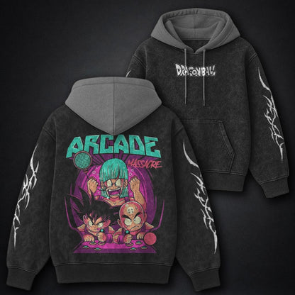 Dragon Ball Heavyweight Black and Grey Washed Hoodie