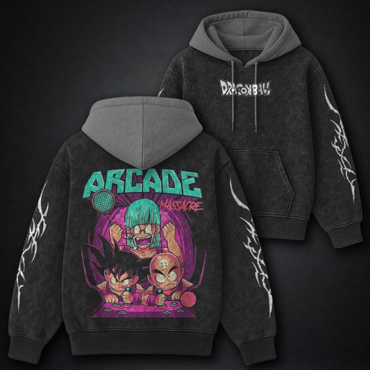 Dragon Ball Heavyweight Black and Grey Washed Hoodie