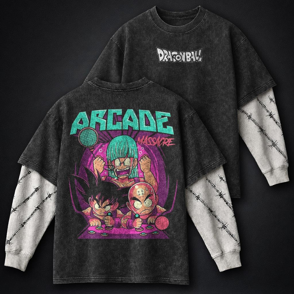 Dragon Ball Washed Washed Double Sleeves T-Shirt