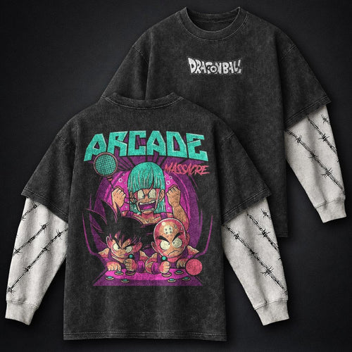 Dragon Ball Washed Washed Double Sleeves T-Shirt