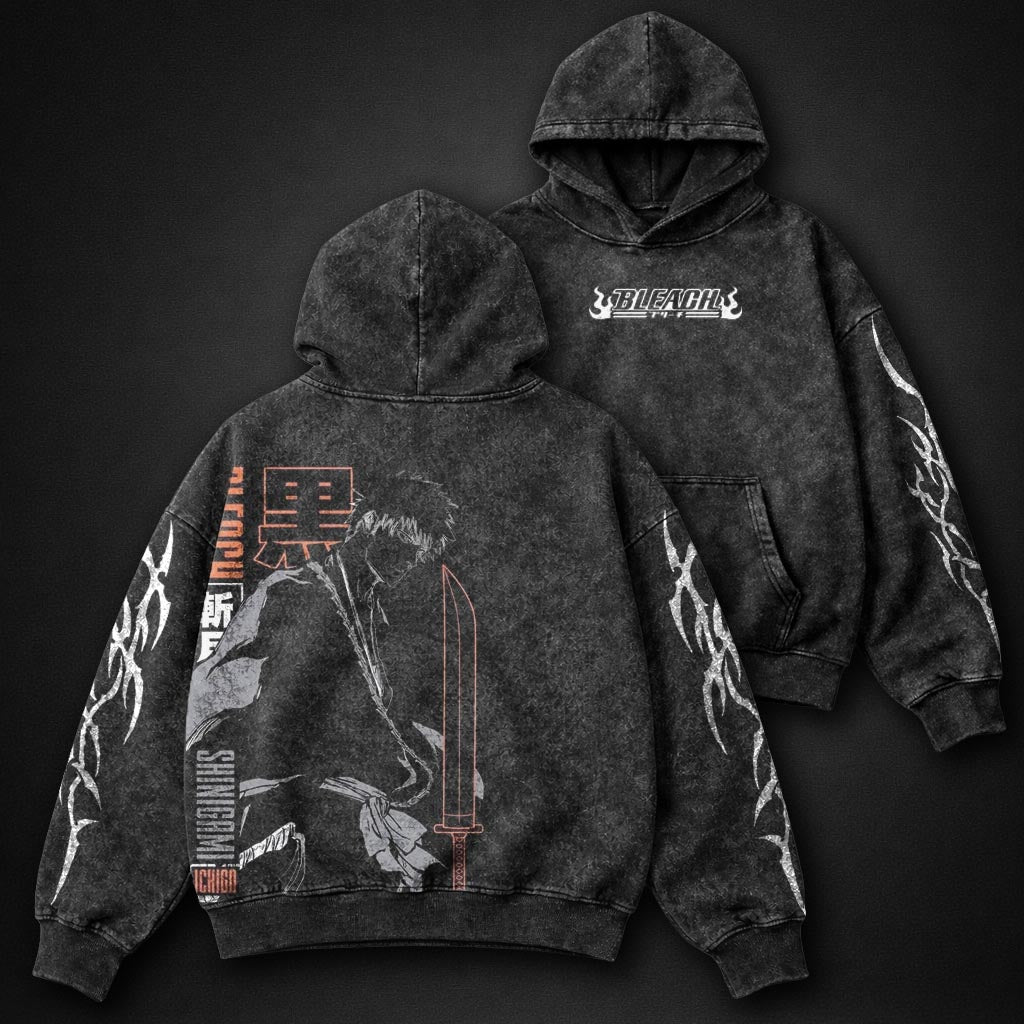 Bleach Graphic Washed Hoodie
