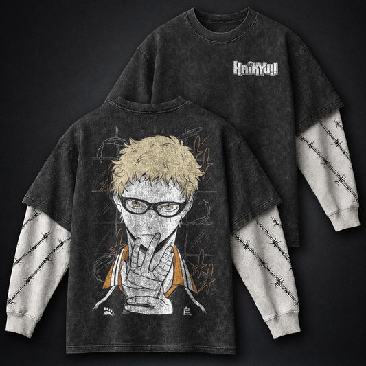Haikyuu Relaxed Washed Double Sleeves T-Shirt