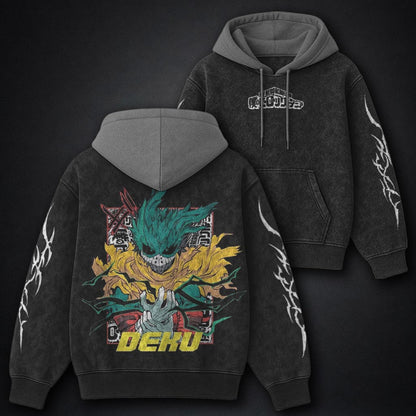 My Hero Academia Statement Black and Grey Washed Hoodie