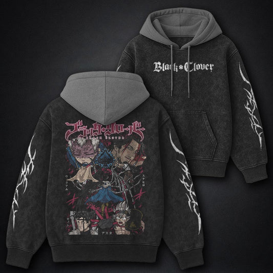 Black Clover Signature Black and Grey Washed Hoodie