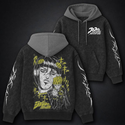 JoJo Graphic Black and Grey Washed Hoodie