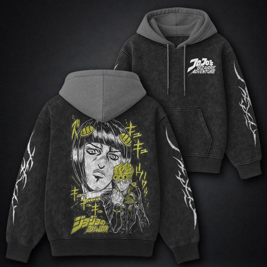 JoJo Graphic Black and Grey Washed Hoodie