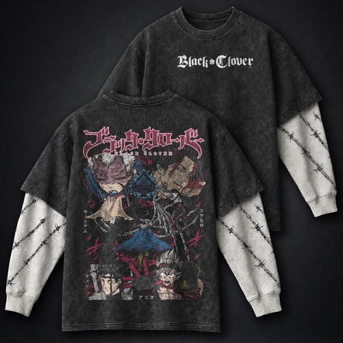 Black Clover Heavyweight Washed Double Sleeves T-Shirt