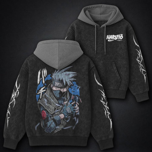 Naruto Everyday Black and Grey Washed Hoodie