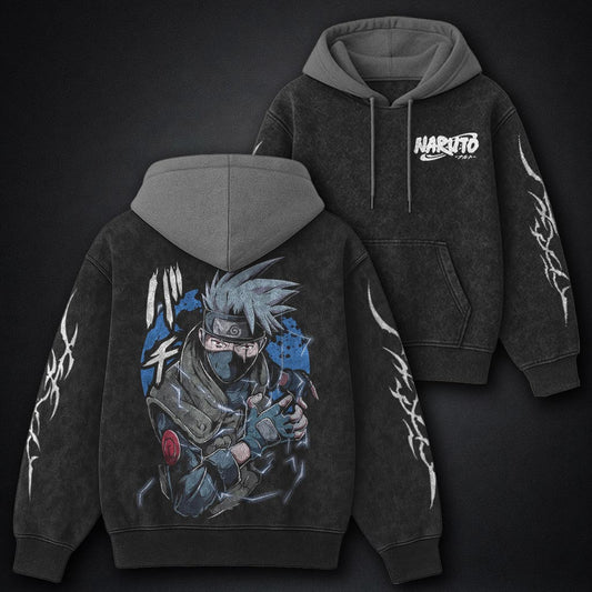 Naruto Everyday Black and Grey Washed Hoodie