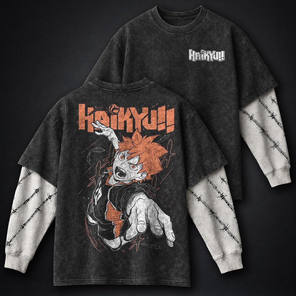 Haikyuu Clean Washed Double Sleeves T-Shirt