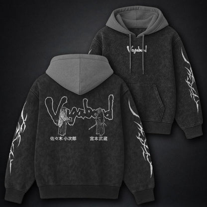 Vagabond Relaxed Black and Grey Washed Hoodie