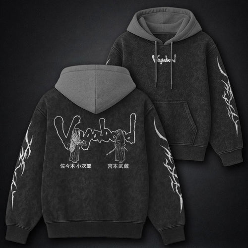 Vagabond Relaxed Black and Grey Washed Hoodie
