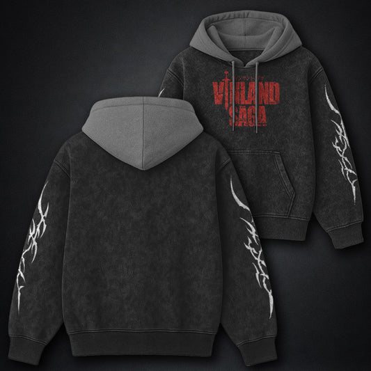 Vinland Saga Signature Black and Grey Washed Hoodie
