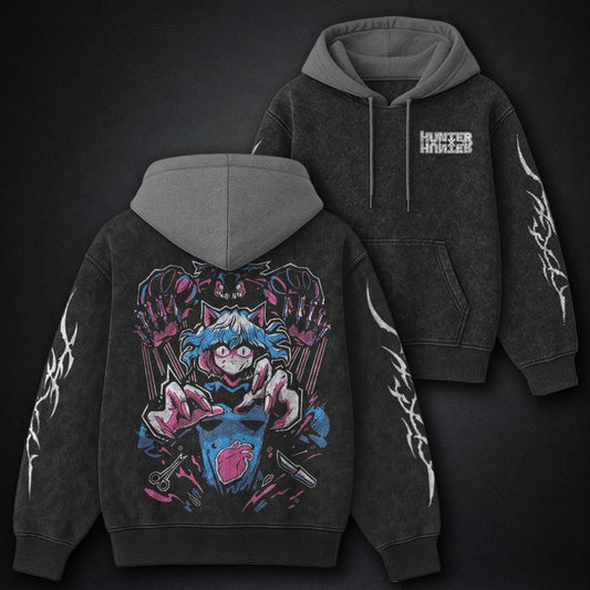 Hunter x Hunter Premium Black and Grey Washed Hoodie