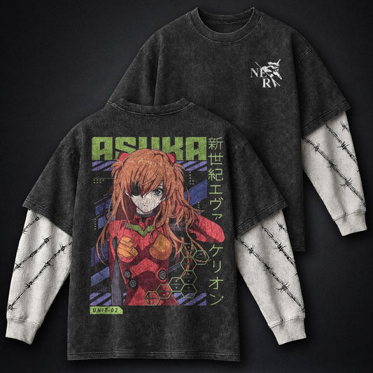 Neon Genesis Evangelion Urban Washed Double Sleeves T-Shirt