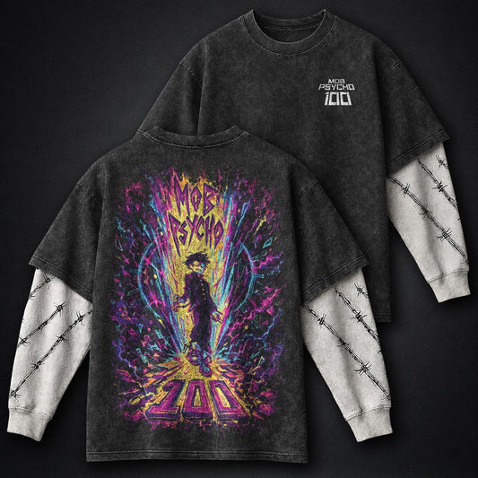 Mob Psycho 100 Soft Washed Double Sleeves T-Shirt