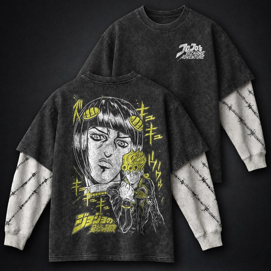 JoJo Faded Washed Double Sleeves T-Shirt