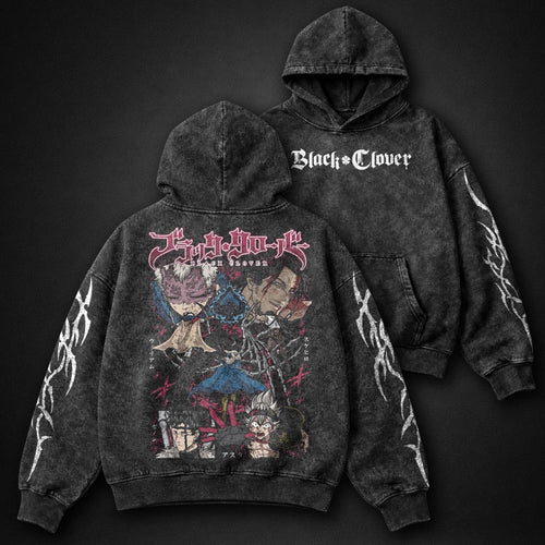 Black Clover Oversized Washed Hoodie