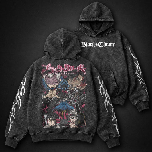 Black Clover Oversized Washed Hoodie