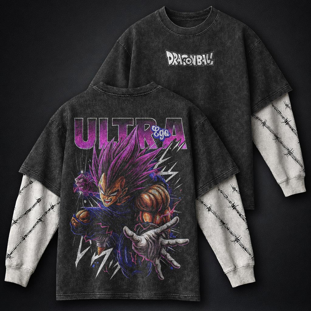Dragon Ball Streetwear Washed Double Sleeves T-Shirt