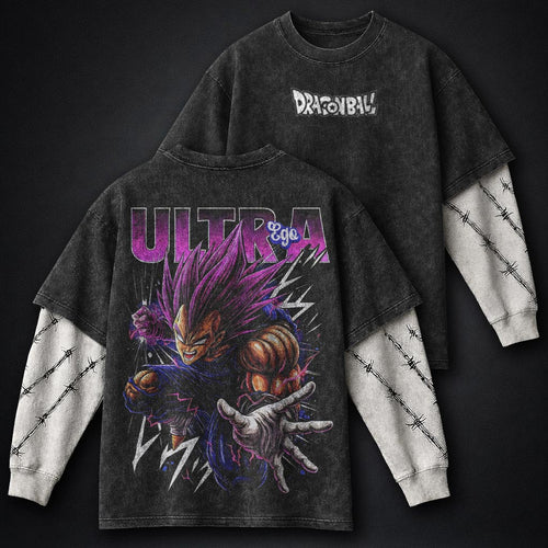 Dragon Ball Streetwear Washed Double Sleeves T-Shirt