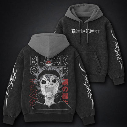 Black Clover Urban Black and Grey Washed Hoodie