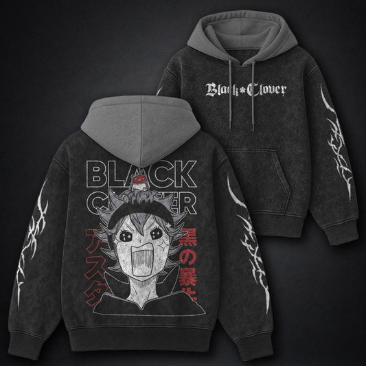 Black Clover Urban Black and Grey Washed Hoodie