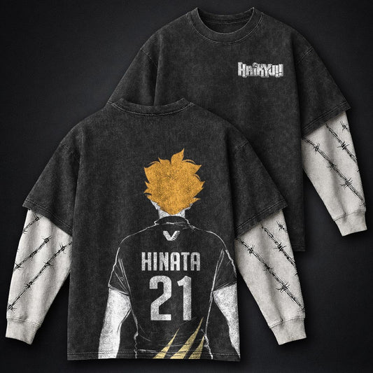 Haikyuu Heavyweight Washed Double Sleeves T-Shirt