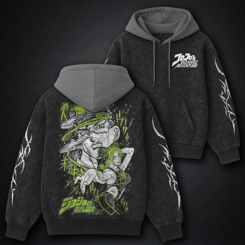 JoJo Modern Black and Grey Washed Hoodie