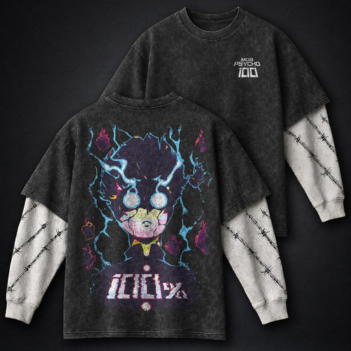 Mob Psycho 100 Bold Washed Double Sleeves T-Shirt