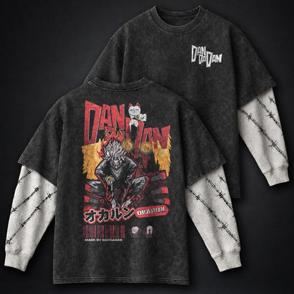 Dandadan Streetwear Washed Double Sleeves T-Shirt